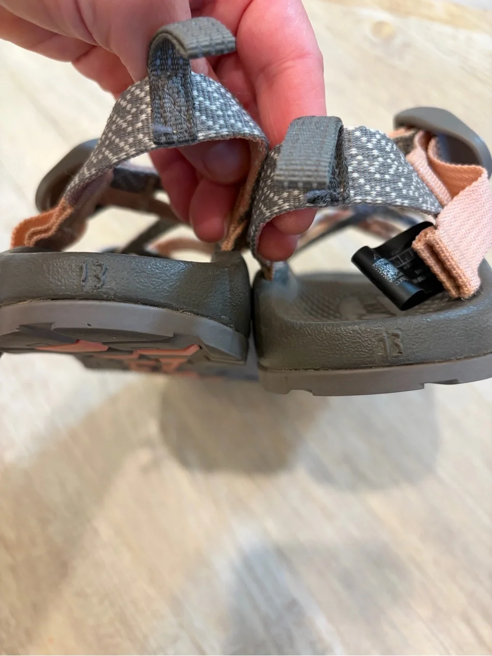 Chaco Kids Strappy Sandals in Coral and Gray
